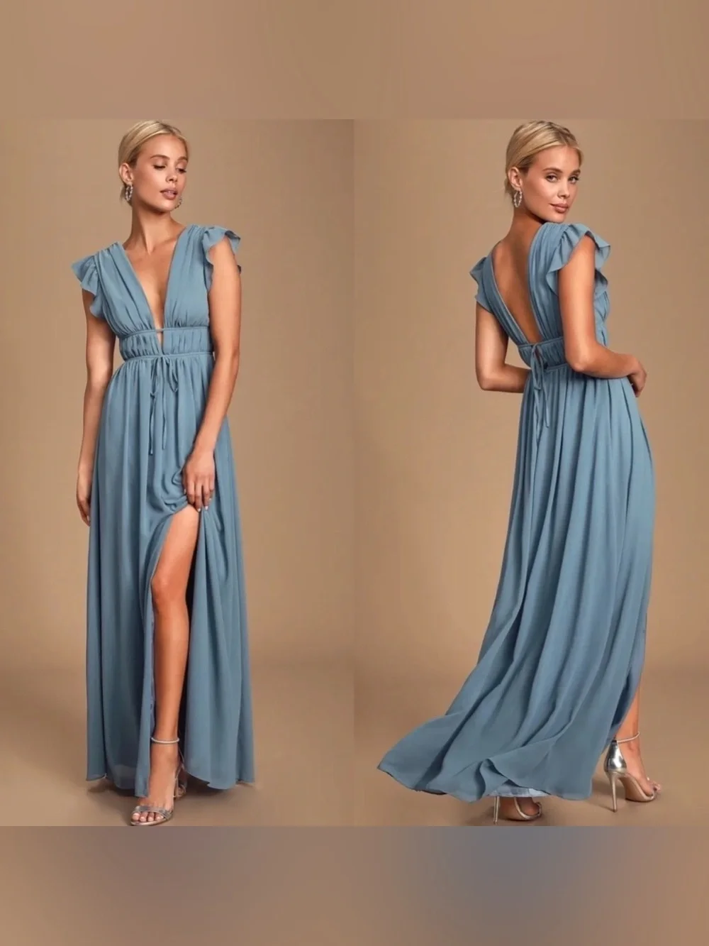 EUC Lulus I’m All Yours Ruffled Maxi Dress Size Small